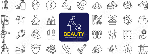 Vászonkép Beauty and Spa set of web icons in line style