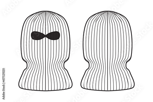 Ski Mask Balaclava Shiesty Flat Illustration Cad Accessory Winter Streetwear Mockup Blank Vector Activewear outdoor streetwear workwear knit