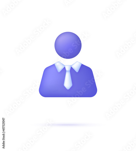 3D Avatar icon. Businessman in suit. Leader success, management concept.