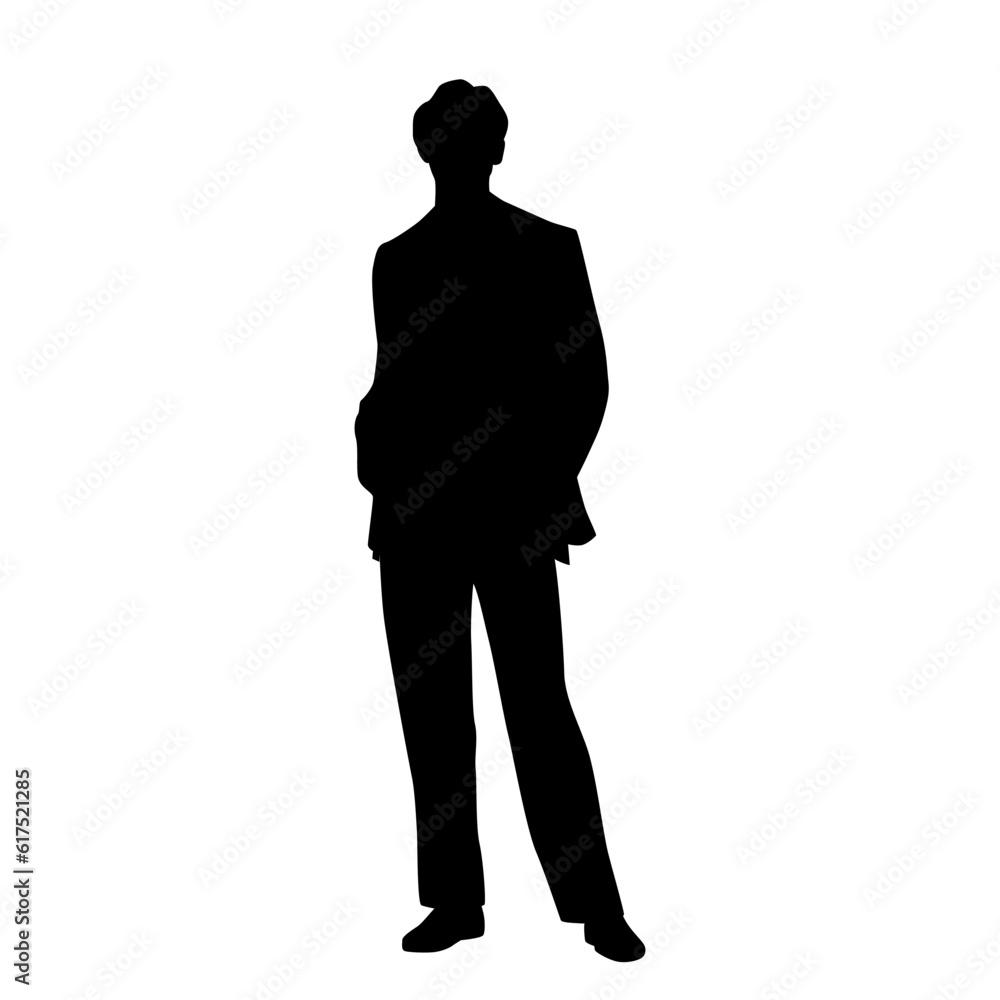 Vector silhouette of man standing, business people, black color, isolated on white background Vector silhouette of man standing, business people, black color, isolated on white background