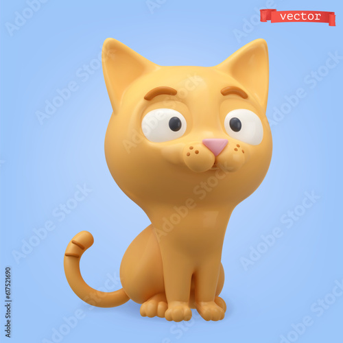 Cat 3d cartoon vector icon