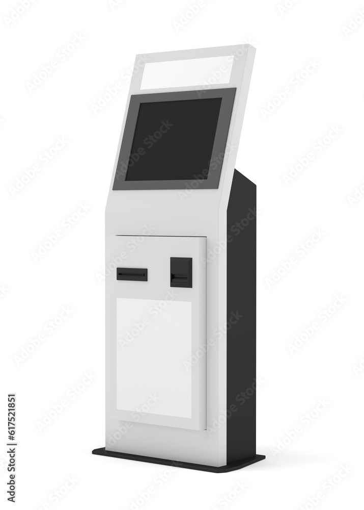 Digital touchscreen terminal isolated on white background. 3D illustration Digital touchscreen terminal isolated on white background. 3D illustration