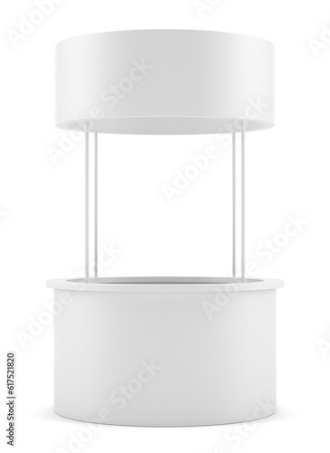 White round POS POI advertising retail stand. Isolated on white. 3D illustration. Template