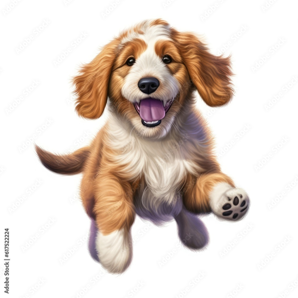 A happy and healthy bernadoodle puppy in pet-themed PNG illustrations. (Illustration, Generative AI)