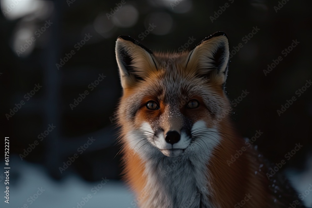 Fototapeta premium red fox in a snowy landscape