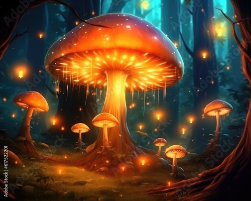 'Firefly-infused glowing mushrooms found in enchanted forests.' (Illustration, Generative AI)