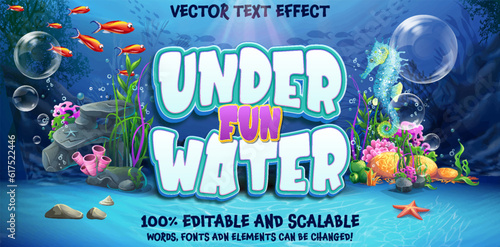 Under water 3d Editable text effect template
