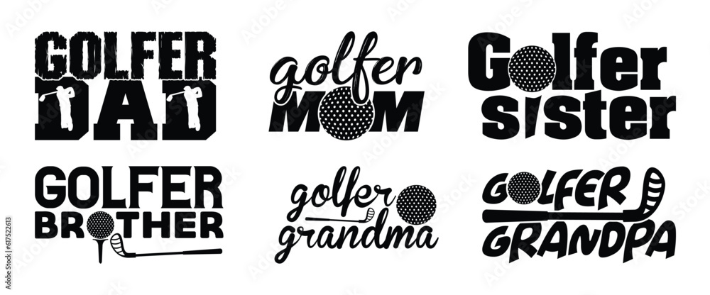 Obraz premium Golf Family T shirt Design Bundle, Vector Golf T shirt design, Golfing shirt, Golf typography T shirt design Collection