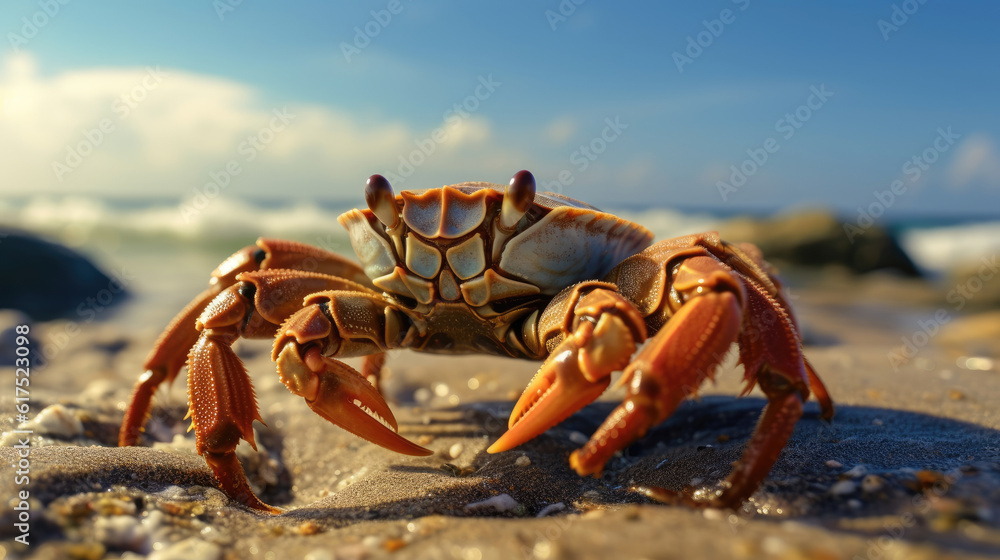 Fototapeta premium Photography close up of a crab on the beach