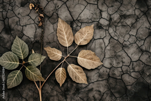 A hyperrealistic capture of a dried-up riverbed and cracked soil, symbolizing the impact of droughts and water scarcity caused by global warming, in hyperrealistic 8k detail