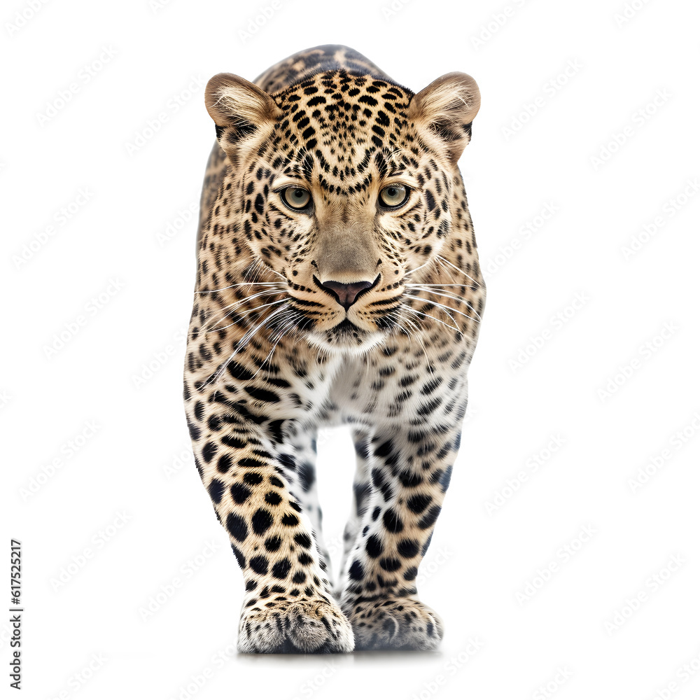Obraz premium Leopard, full body, isolated on white background