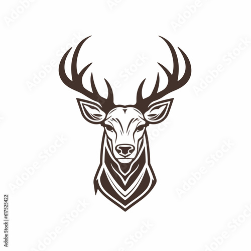 Deer in icon  logo style. Cartoon animal design. Flat vector illustration isolated 