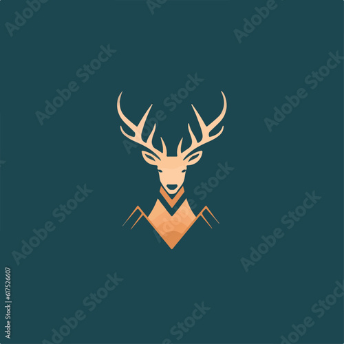 Deer in icon, logo style. Cartoon animal design. Flat vector illustration isolated
