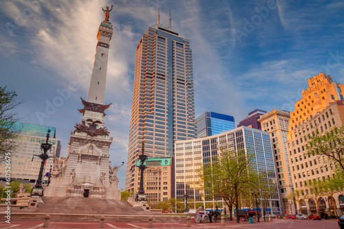Obraz na plátně Cityscape image of downtown Indianapolis, Indiana during sunset.