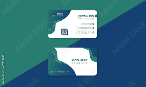 Luxury and elegant business card print template design with front and back presentation. Modern business card brand identity template.