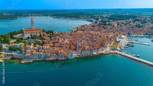Beautiful old town Rovinj - aerial view. Istria. Croatia