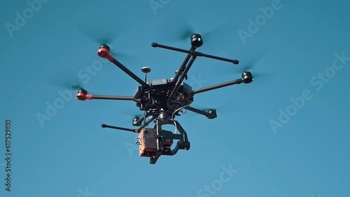 Takeoff. Copter with camera.