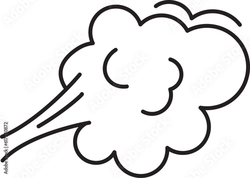 Fart cloud vector linear icon, smoke poof doodle, comic breath, air, steam puff, dust or flatulence, cartoon smell pop, funny gas outline design. Editable stroke. Aroma illustration