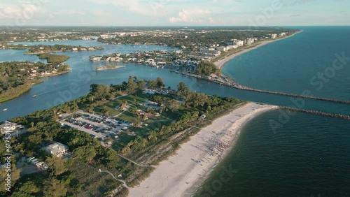 USA, Venice, Florida (North Jetty Beach). Aerial video. Summer.