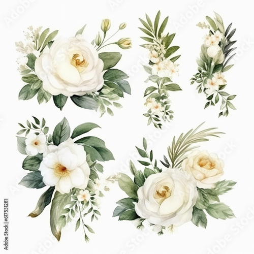 bouquet of white roses isolated background 