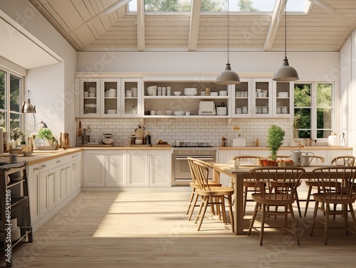 The interior of a modern kitchen.