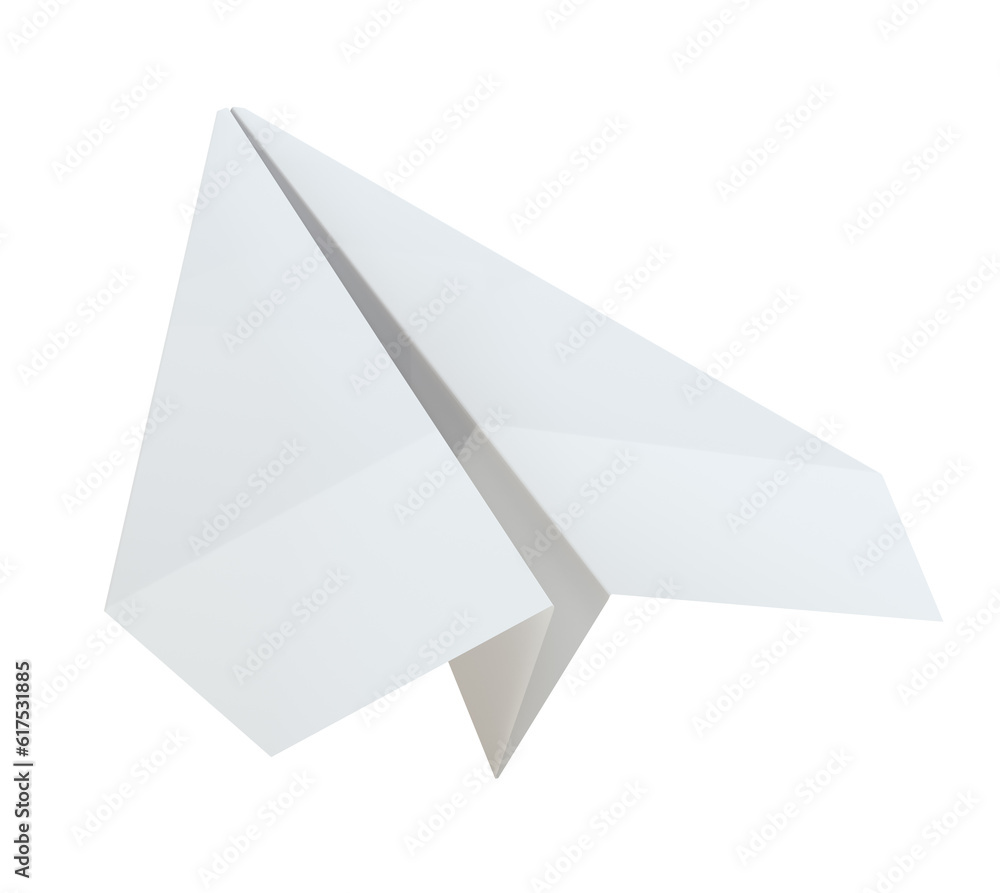 White paper airplane icon, isolated on white. 3D Illustration White paper airplane icon, isolated on white. 3D Illustration