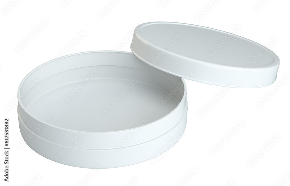 Product Packing. Cream White Opened Empty Can. Isolated On White Background. For Your Design. 3D Illustration Product Packing. Cream White Opened Empty Can. Isolated On White Background. For Your Design. 3D Illustration
