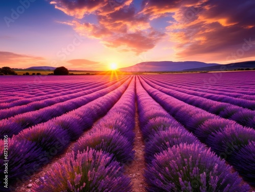 A lovely field of lavender by the light of sunset. Stunning colours.