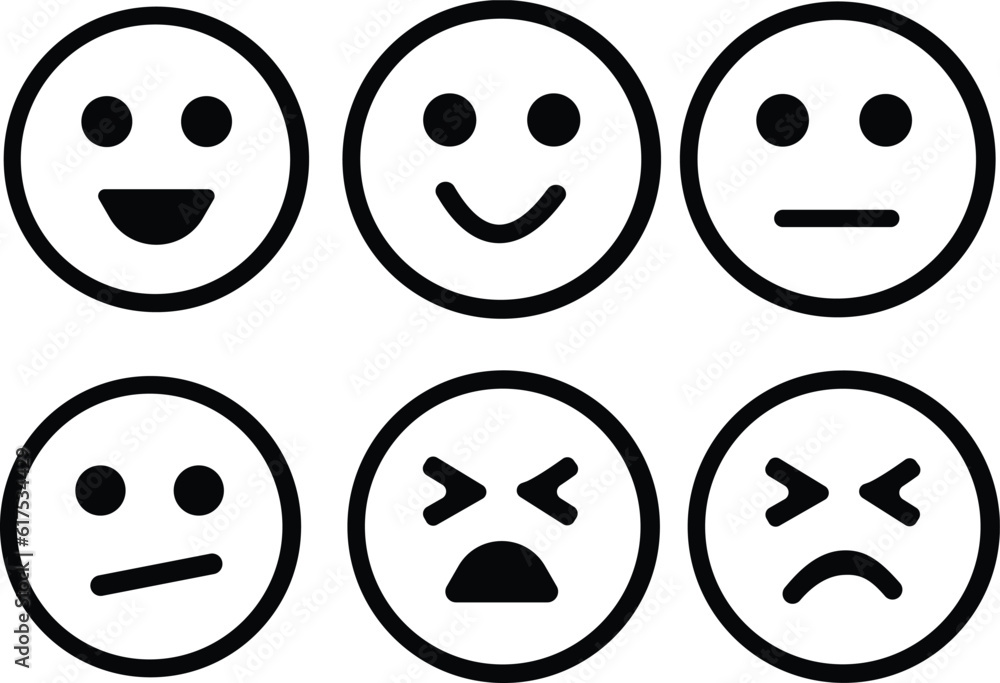 Emoticons set. Emoji faces collection. Emoji flat style. Happy and sad ...