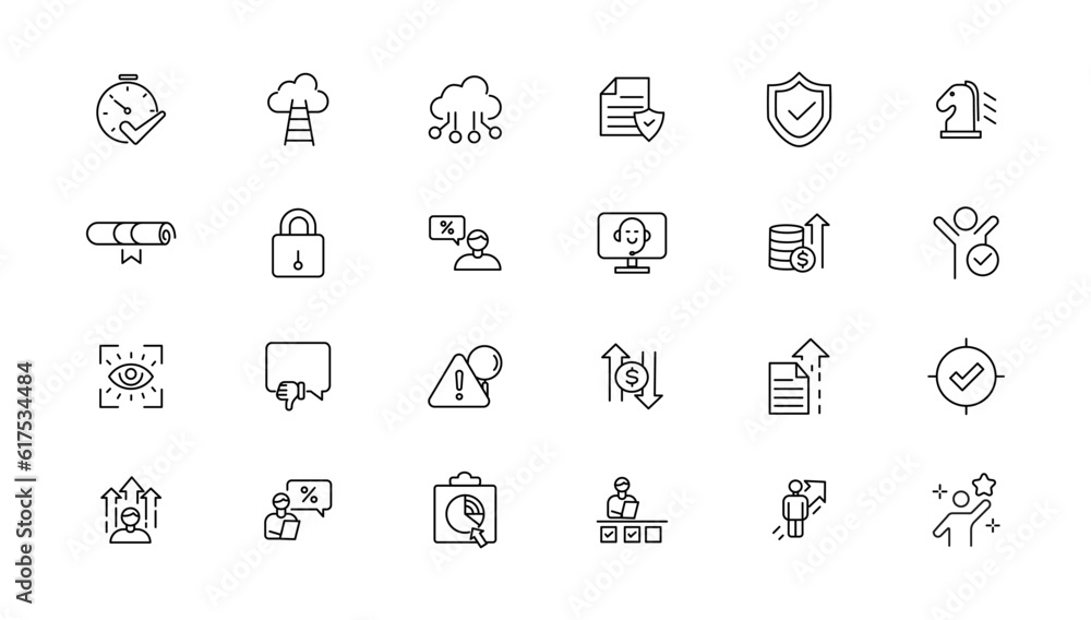 Assessment and analytics linear icons collection.Set of thin line web icon set, simple outline icons collection, Pixel Perfect icon set.