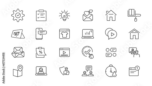 Information technology line icons collection. Big UI icon set in a flat design. Thin outline icons pack.