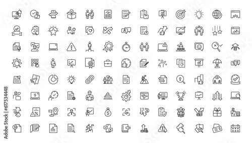 Assessment and analytics linear icons collection.Set of thin line web icon set  simple outline icons collection  Pixel Perfect icon set.
