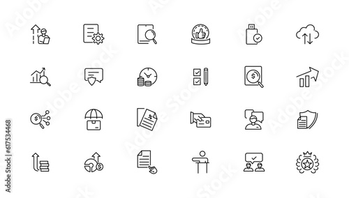 Assessment and analytics linear icons collection.Set of thin line web icon set, simple outline icons collection, Pixel Perfect icon set.