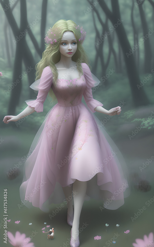A cute fairy in the dreamy forest, fantasy A cute fairy in the dreamy forest, fantasy