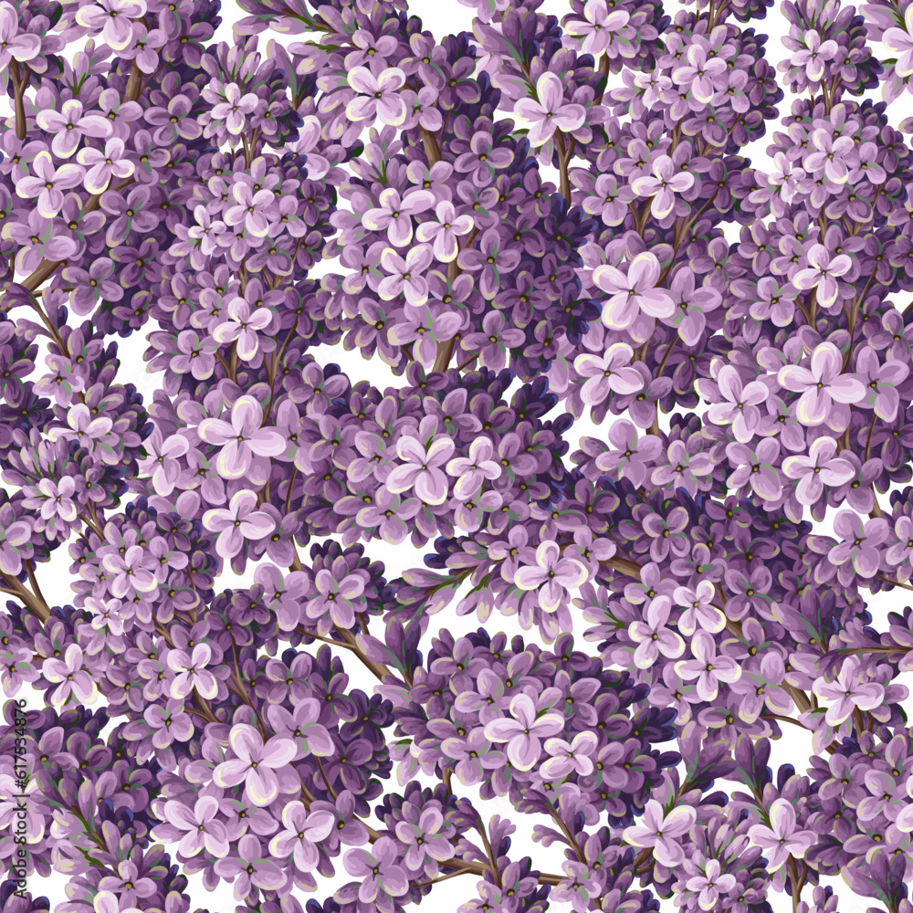 Fototapeta premium Seamless pattern with lilacs. Vector.