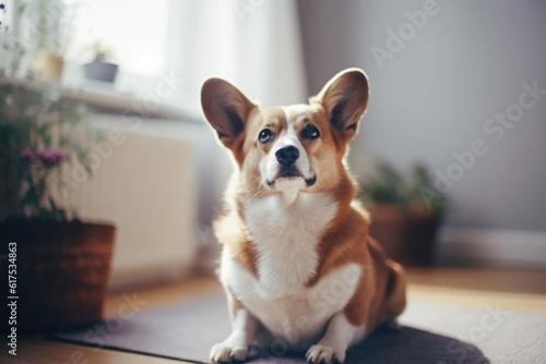 Portrait of a cute dog Welsh Corgi Pembroke