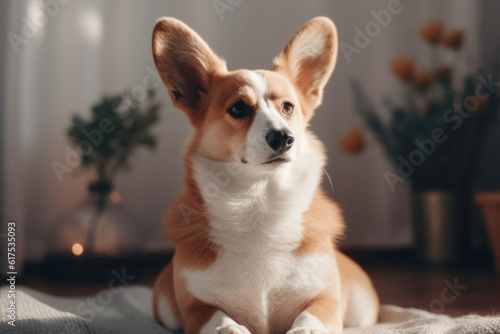 Portrait of a cute dog Welsh Corgi Pembroke