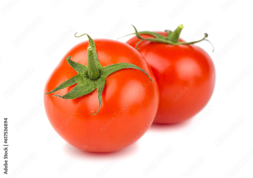 Two ripe red tomatoes isolated on white background Two ripe red tomatoes isolated on white background