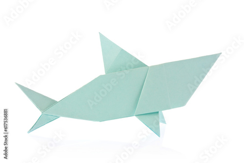 Shark of origami, isolated on white background