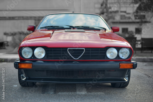 A red Italian sport car from the 70s
