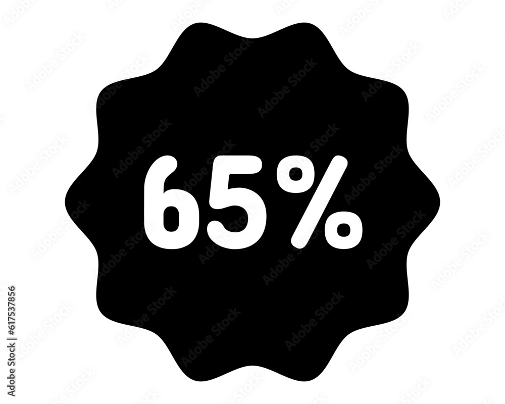 Discount icon. 65% off icon. 65% sale symbol. Percent pictogram, flat vector sign. Percentage vector icon. Discount icon. 65% off icon. 65% sale symbol. Percent pictogram, flat vector sign. Percentage vector icon.
