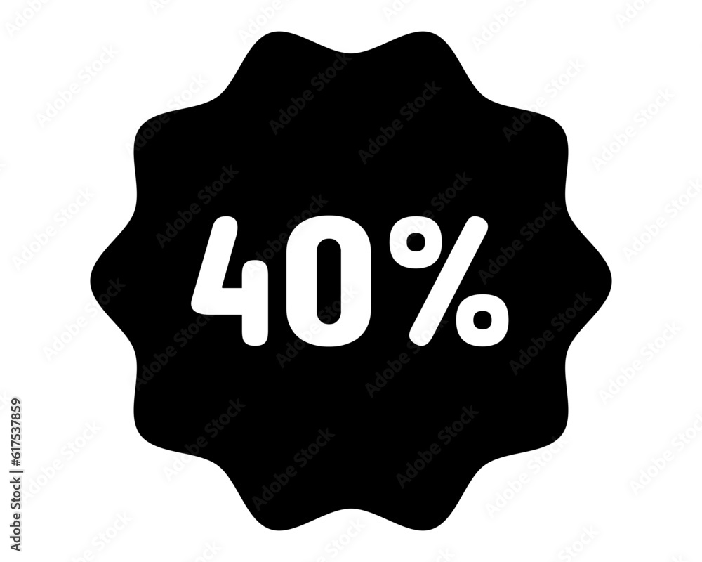 Discount icon. 40% off icon. 40% sale symbol. Percent pictogram, flat vector sign. Percentage vector icon. Discount icon. 40% off icon. 40% sale symbol. Percent pictogram, flat vector sign. Percentage vector icon.