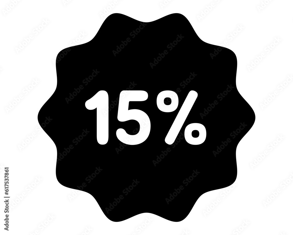 Discount icon. 15% off icon. 15% sale symbol. Percent pictogram, flat vector sign. Percentage vector icon. Discount icon. 15% off icon. 15% sale symbol. Percent pictogram, flat vector sign. Percentage vector icon.