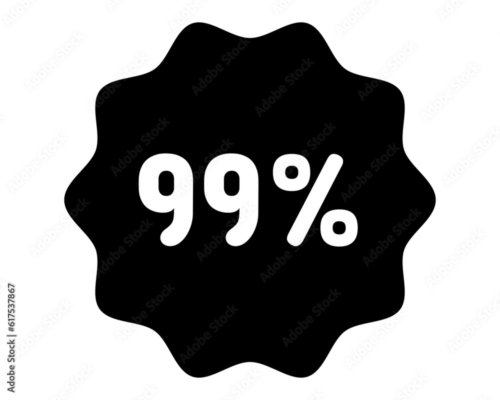 Discount icon. 99% off icon. 99% sale symbol. Percent pictogram, flat vector sign. Percentage vector icon. Discount icon. 99% off icon. 99% sale symbol. Percent pictogram, flat vector sign. Percentage vector icon.