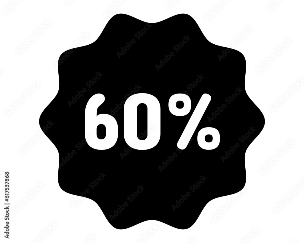 Discount icon. 60% off icon. 60% sale symbol. Percent pictogram, flat vector sign. Percentage vector icon. Discount icon. 60% off icon. 60% sale symbol. Percent pictogram, flat vector sign. Percentage vector icon.
