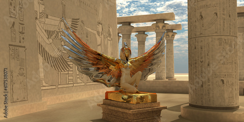 Cuadro en lienzo An Isis statue in the Temple of Isis which is part of the religion of ancient Egyptian civilization