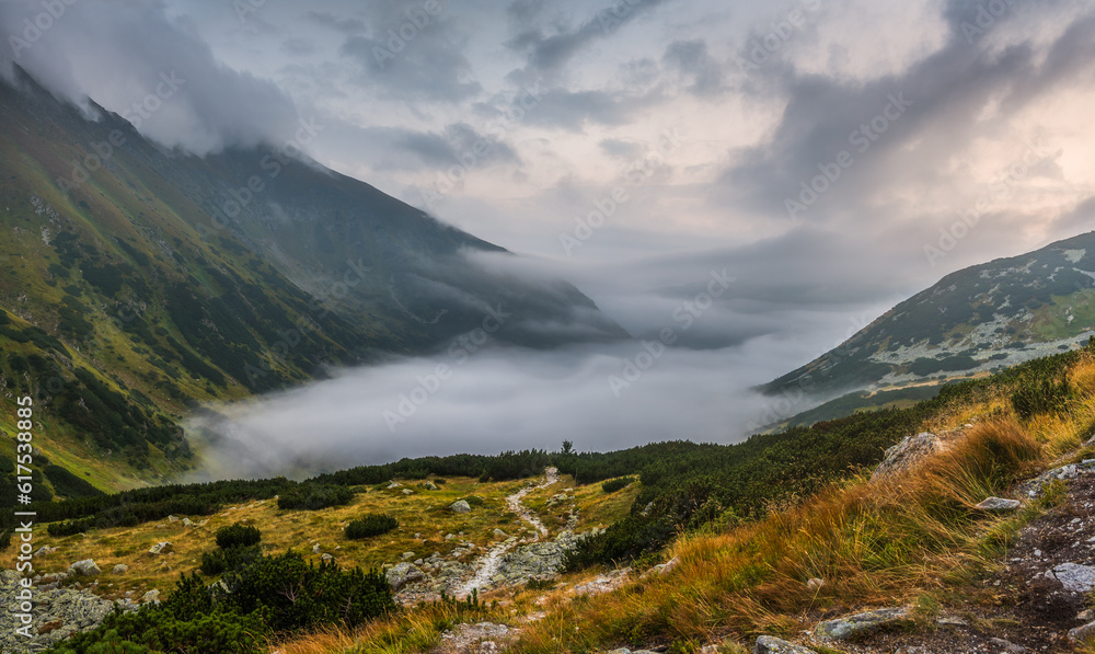 Mountains Landscape with Fog in Ziarska Valley