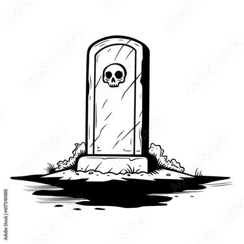 retro cartoon illustration of a tombstone