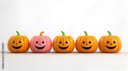 Happy halloween pumpkin on white background. Ai generation. Illustration.