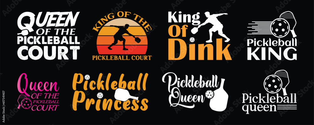 Fototapeta premium king, queen Pickleball T shirt Design Bundle, Vector Pickleball T shirt design, Pickleball shirt, Pickleball typography T shirt design Collection
